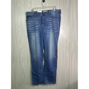 Slink Jeans Curvy Boyfriend Jeans Medium Wash Distressed‎ Frayed Hem Size 16